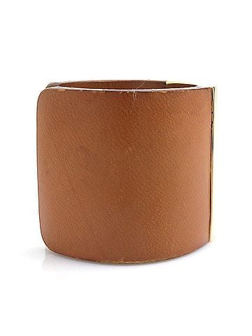 Fendi Fendi bangle bracelet, leather and metal, brown gold, women's, e61919j (view 2)