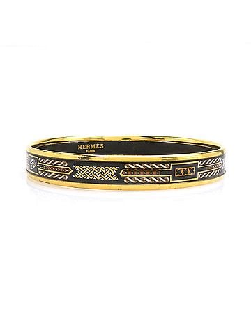 Hermès Hermes HERMES Bangle Bracelet Email Metal Enamel Gold Black White Women's e61914a (view 2)