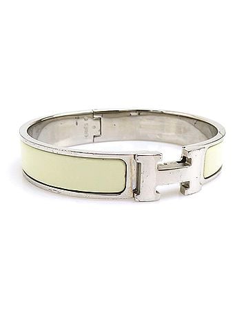 Hermès Hermes HERMES Bangle Bracelet Clic Clack H Metal Enamel Silver Off-White Women's e61915a (view 2)