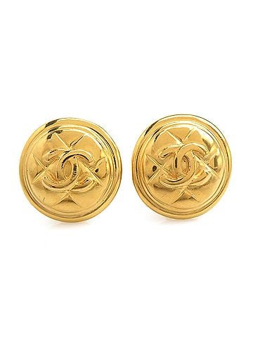 Chanel Chanel earrings, Coco Mark design, metal, gold, women's, e61910a (view 1)