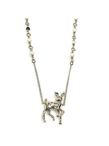 Chanel Chanel Bambi Necklace, Metal, Faux Pearl, Gold, Off-White, Black, Green, Women's, e61909a (view 1)