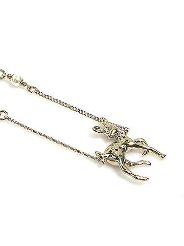 Chanel Chanel Bambi Necklace, Metal, Faux Pearl, Gold, Off-White, Black, Green, Women's, e61909a (view 2)
