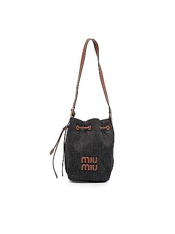 Miu Miu Denim Logo Bucket Bag (view 1)