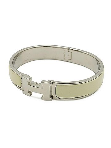 Hermès HERMES Clic H PM Bracelet Bangle Enamel Metal Ivory White (view 1)