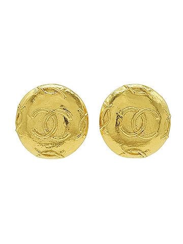 Chanel CHANEL Coco Mark Button Earrings GP Gold (view 1)