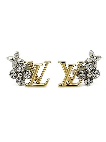 Louis Vuitton LOUIS VUITTON Louis Vuitton Earrings Pus LV Glam GP Zircon Gold Silver M03015 (view 2)