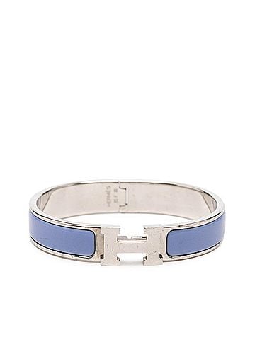Hermès Hermes Click H PM Logo Enamel Bracelet Bangle Blue Silver Metal Women's HERMES (view 1)