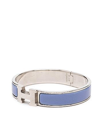 Hermès Hermes Click H PM Logo Enamel Bracelet Bangle Blue Silver Metal Women's HERMES (view 2)