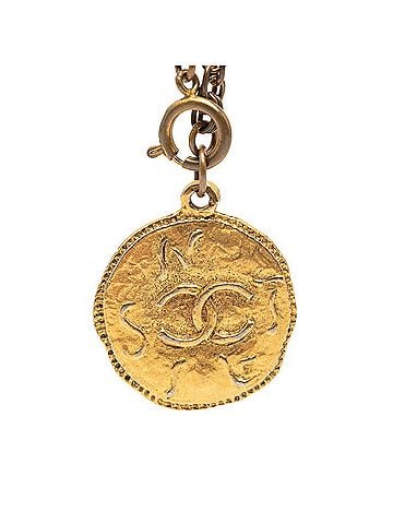 Chanel Chanel Coco Mark Coin Motif Chain Pendant Necklace, Gold Plated, Women's. (view 2)