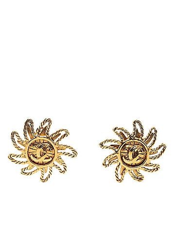 Chanel Chanel Coco Mark Sun Motif Earrings, Gold Plated, Women's CHANEL (view 1)