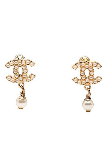Chanel Chanel Coco Mark Earrings, Gold Plated, Faux Pearl, Women's CHANEL (view 1)