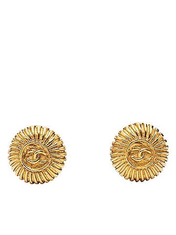 Chanel Chanel Coco Mark Round Earrings, Gold Plated, Women's CHANEL (view 1)