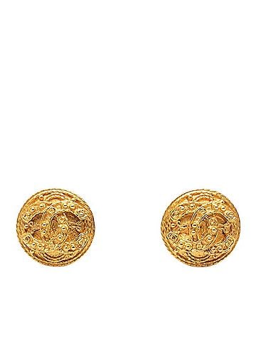 Chanel Chanel Coco Mark Round Earrings, Gold Plated, Women's CHANEL (view 1)