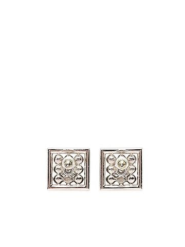 Chanel Chanel Coco Mark Square Stud Earrings, C24S Engraving, Silver Metal Rhinestone, Faux Pearl, Women's CHANEL (view 2)