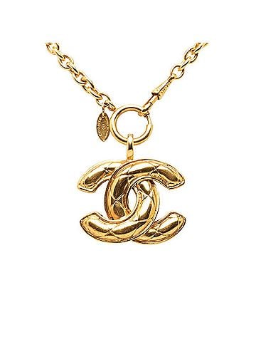 Chanel Chanel Matelassé Coco Mark Necklace, Gold Plated, Women's CHANEL (view 1)