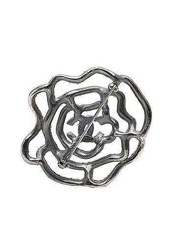 Chanel Chanel Coco Mark Camellia Motif Brooch, Silver Metal Rhinestone, Women's CHANEL (view 2)