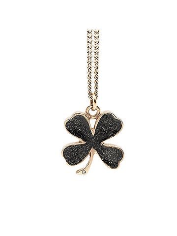 Chanel Chanel Clover Motif Chain Pendant Necklace, 07A Stamp, Black Gold Plated Rhinestone, Faux Pearl, Women's. (view 2)