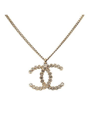 Chanel Chanel Coco Mark Necklace, Gold Plated, Rhinestones, Women's CHANEL (view 1)