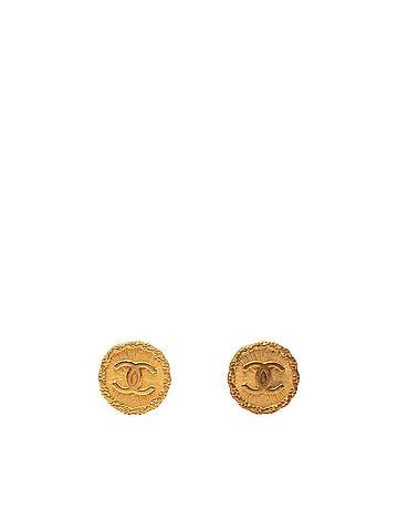 Chanel Chanel Vintage Coco Mark Earrings, Gold Plated, Women's CHANEL (view 1)
