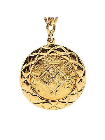 Chanel Chanel Coco Mark Lion Motif Matelassé Chain Pendant Necklace Gold Plated Women's CHANEL (view 2)