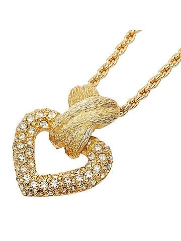 Christian Dior Christian Dior Dior Heart Motif Pendant Necklace, Gold Plated, Rhinestone, Women's. (view 1)