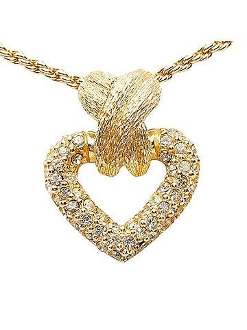 Christian Dior Christian Dior Dior Heart Motif Pendant Necklace, Gold Plated, Rhinestone, Women's. (view 2)