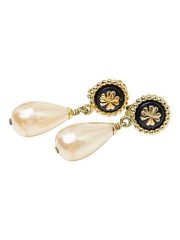 Chanel Chanel Clover Earrings, Gold Plated, Faux Pearl, Women's. (view 1)