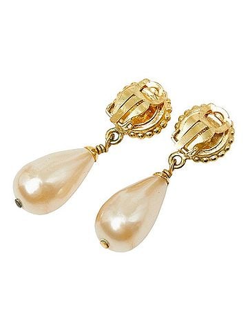 Chanel Chanel Clover Earrings, Gold Plated, Faux Pearl, Women's. (view 2)