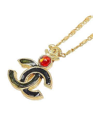 Chanel Chanel Coco Mark Gripoix Depose Necklace, Gold and Black Plated, Women's CHANEL (view 1)