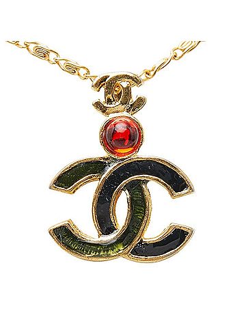 Chanel Chanel Coco Mark Gripoix Depose Necklace, Gold and Black Plated, Women's CHANEL (view 2)