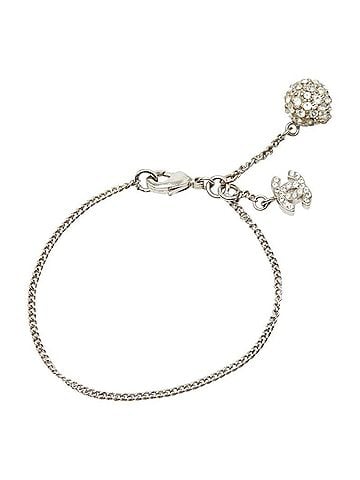 Chanel Chanel Coco Mark Bracelet, Silver Rhinestone, Metal, Women's CHANEL (view 2)