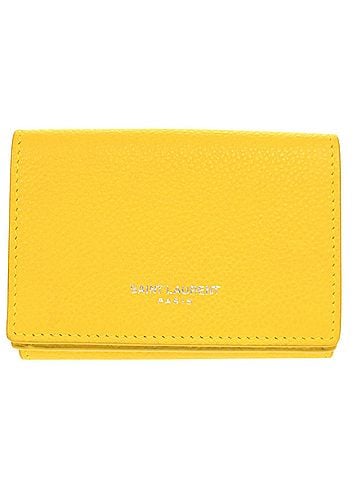 Yves Saint Laurent Yves Saint Laurent Saint Laurent Paris Logo Leather Yellow Tri-fold Wallet 0917SAINT LAURENT PARIS (view 1)