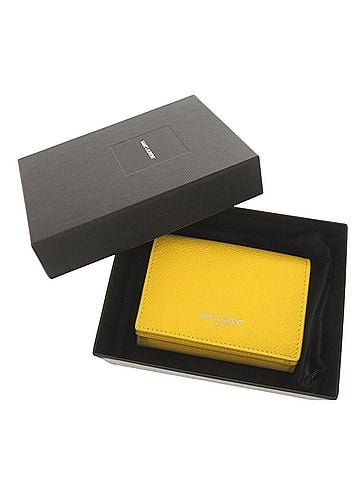 Yves Saint Laurent Yves Saint Laurent Saint Laurent Paris Logo Leather Yellow Tri-fold Wallet 0917SAINT LAURENT PARIS (view 2)