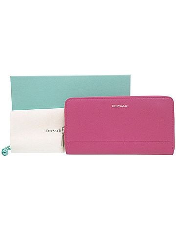 Tiffany & Co. Unused Tiffany & Co. round zipper leather long wallet, purple, 0529TIFFANY&Co. (view 2)