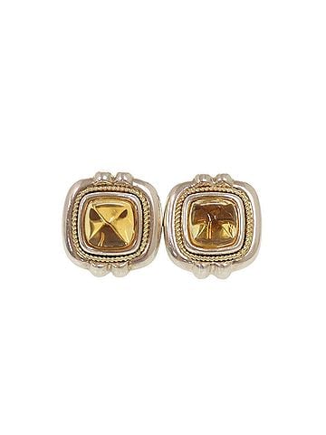 Tiffany & Co. Tiffany & Co. Vintage Square Sterling Silver 925 18K Yellow Gold 750 Citrine Earrings 0491 TIFFANY&Co. (view 1)