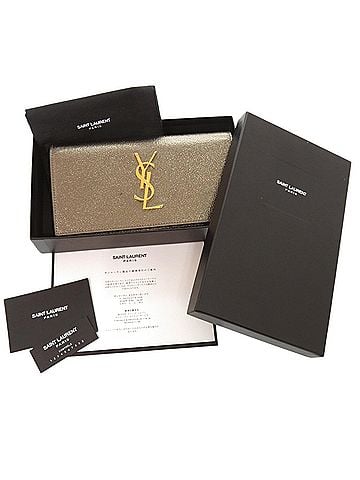 Yves Saint Laurent Yves Saint Laurent Excellent condition Saint Laurent Paris logo metallic long wallet GBL372266 0716 leather gold 0493SAINT LAURENT PARIS (view 2)