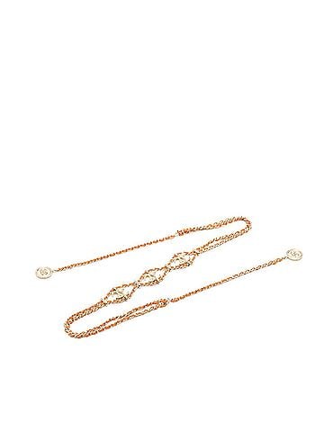 Chanel Chanel Coco Mark Chain Necklace, B18C Stamp, Gold, Orange Leather, Plated, Women's. (view 2)