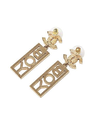 Chanel Chanel Coco Mark BOY Stud Swing Earrings, C22P Engraving, Gold Plated Rhinestones, Women's CHANEL (view 2)