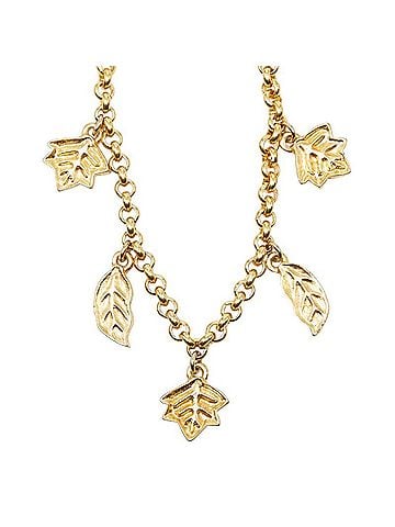 Céline Celine Leaf Motif Chain Necklace, Gold Plated, Women's (view 2)