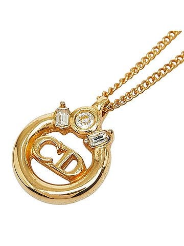 Christian Dior Christian Dior Dior CD Logo Pendant Necklace, Gold Plated, Rhinestones, Women's. (view 1)
