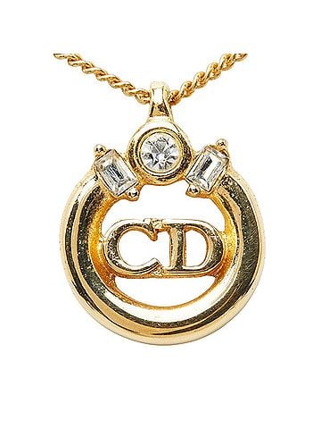 Christian Dior Christian Dior Dior CD Logo Pendant Necklace, Gold Plated, Rhinestones, Women's. (view 2)
