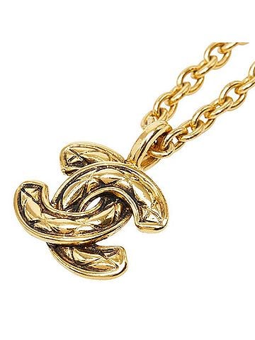 Chanel Chanel Coco Mark Matelassé Chain Pendant Necklace, Gold Plated, Women's. (view 1)