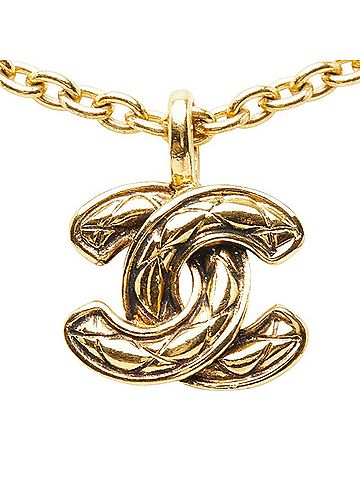 Chanel Chanel Coco Mark Matelassé Chain Pendant Necklace, Gold Plated, Women's. (view 2)