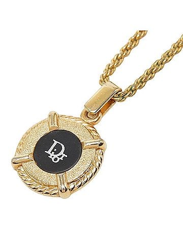 Christian Dior Christian Dior Logo Pendant Necklace, Gold and Black Plated, Women's. (view 1)