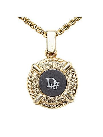 Christian Dior Christian Dior Logo Pendant Necklace, Gold and Black Plated, Women's. (view 2)