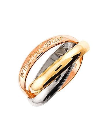 Cartier Cartier Trinity MM #55 Ring, 18K Yellow Gold, White Pink Triple Band, Three Colors, 750 Gold. (view 1)