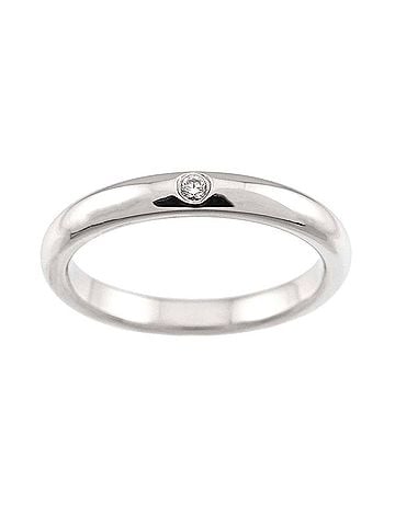Tiffany & Co. Tiffany & Co. Stacking Band Ring with 1 Diamond, Platinum. (view 2)