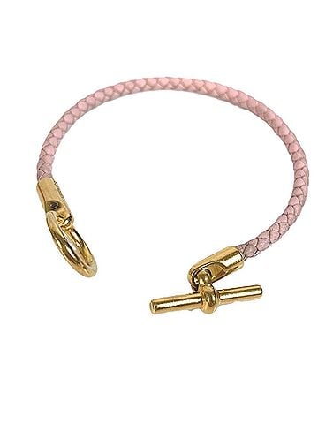 Hermès HERMES Glenan Braided Bangle Bracelet, Leather, Men's & Women's, Light Pink (view 2)