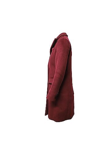 Michael Kors Michael Kors Double Breasted Felt Coat in Burgundy Wool (view 2)