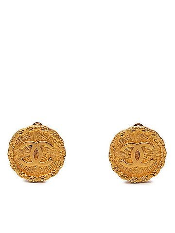 Chanel Chanel Coco Mark Vintage Round Earrings, 95A Stamp, Gold Plated, Women's CHANEL (view 1)